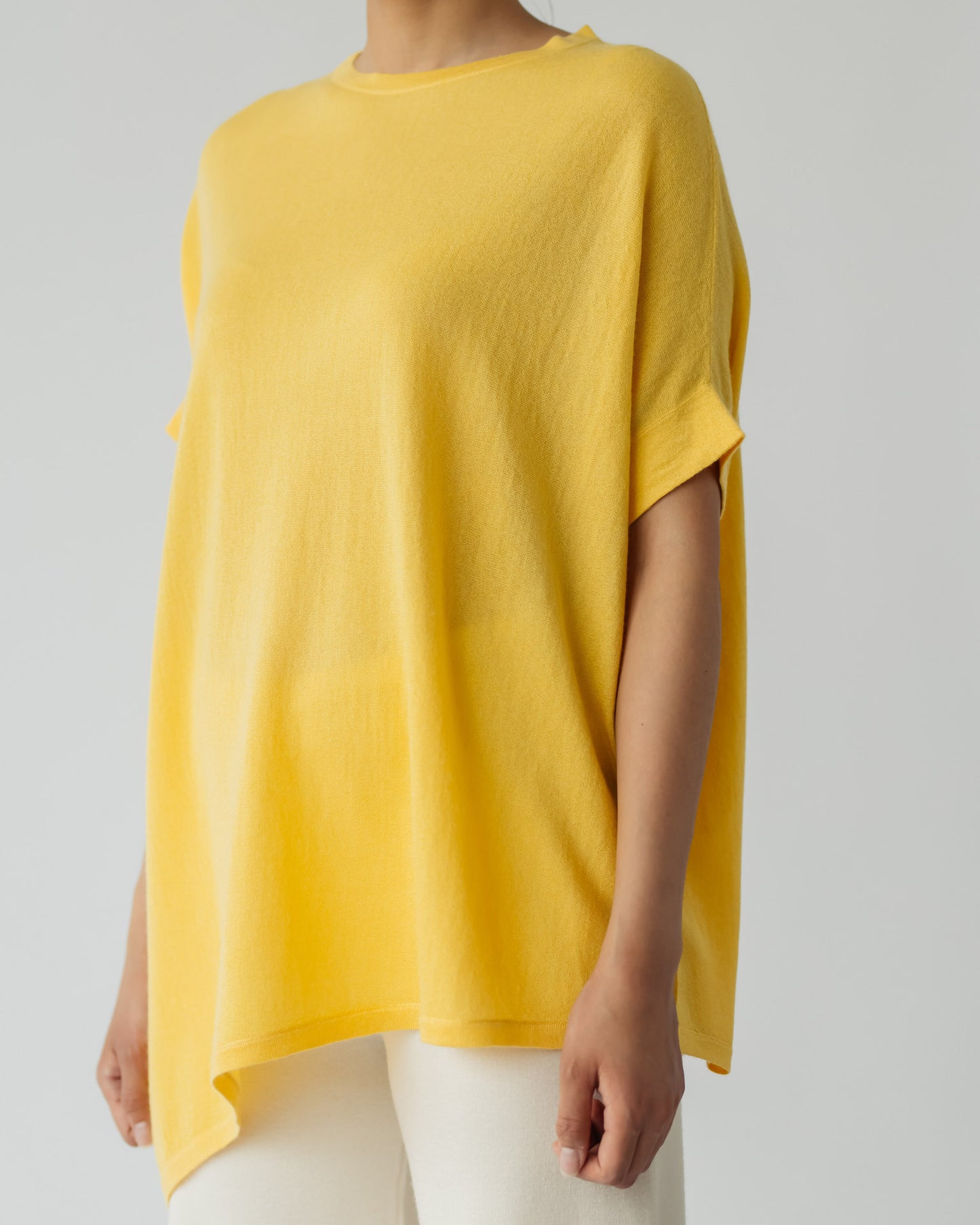 Silk and Cashmere Blended Asymmetric C-neck Sweater