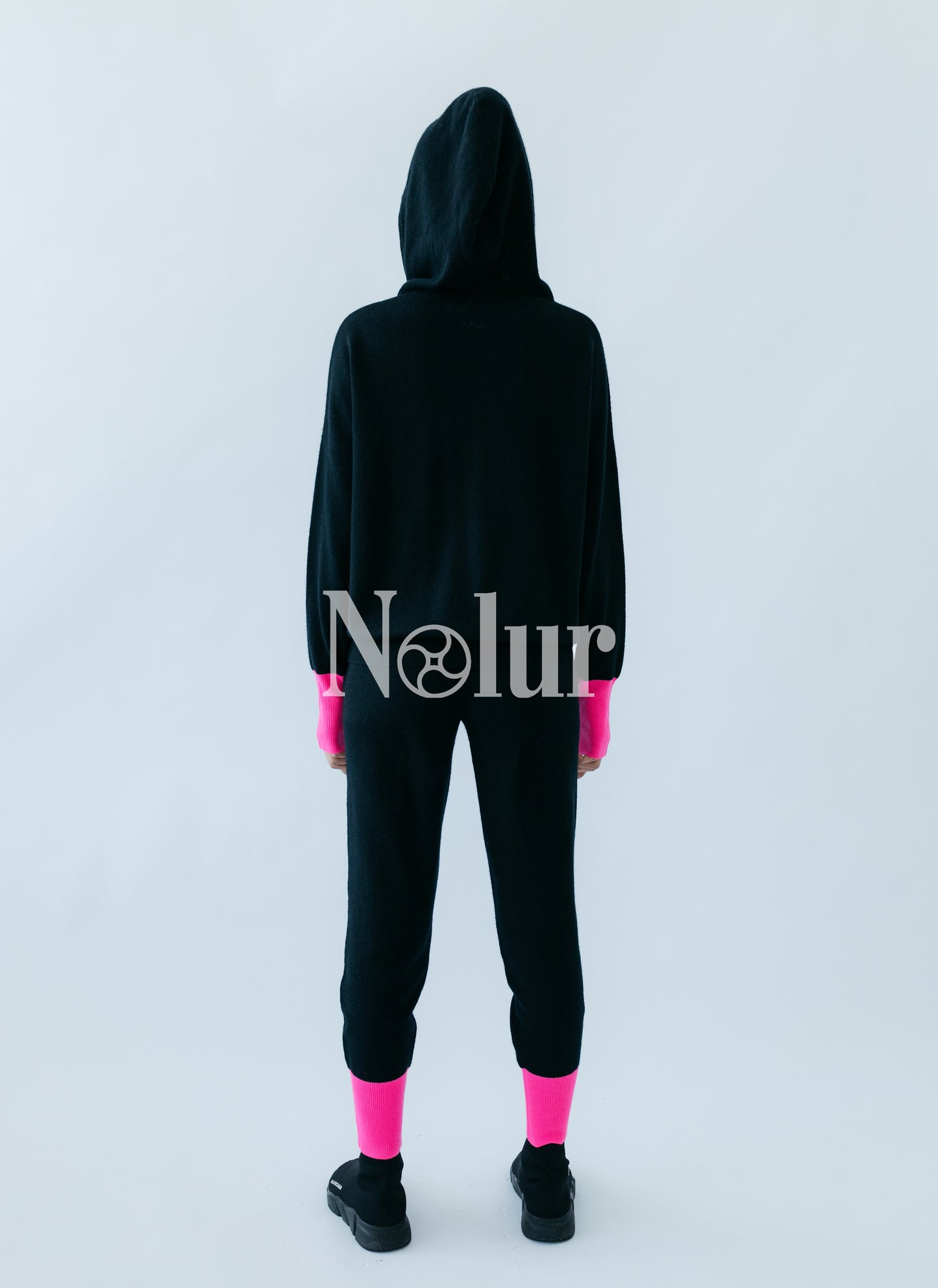 Pure Cashmere Hoodie with Neon Details
