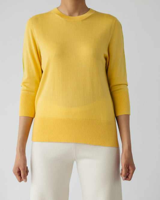 Silk and Cashmere Blended C-neck Top with Slits