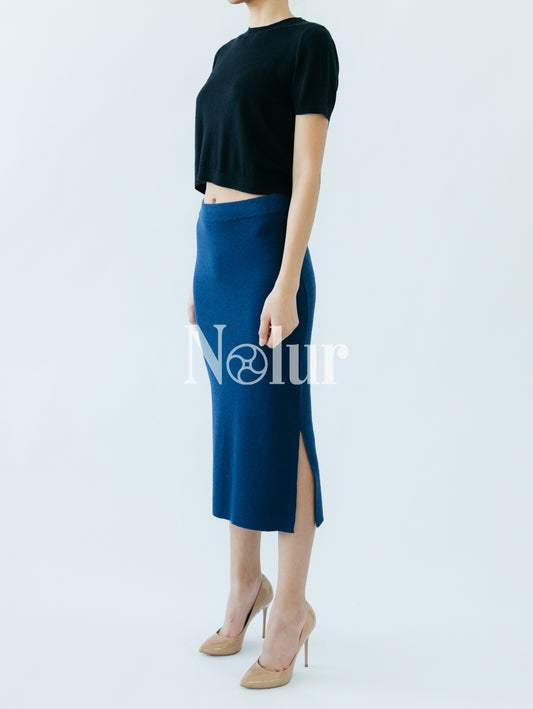 Silk and Cashmere Blended Skirt with Slits
