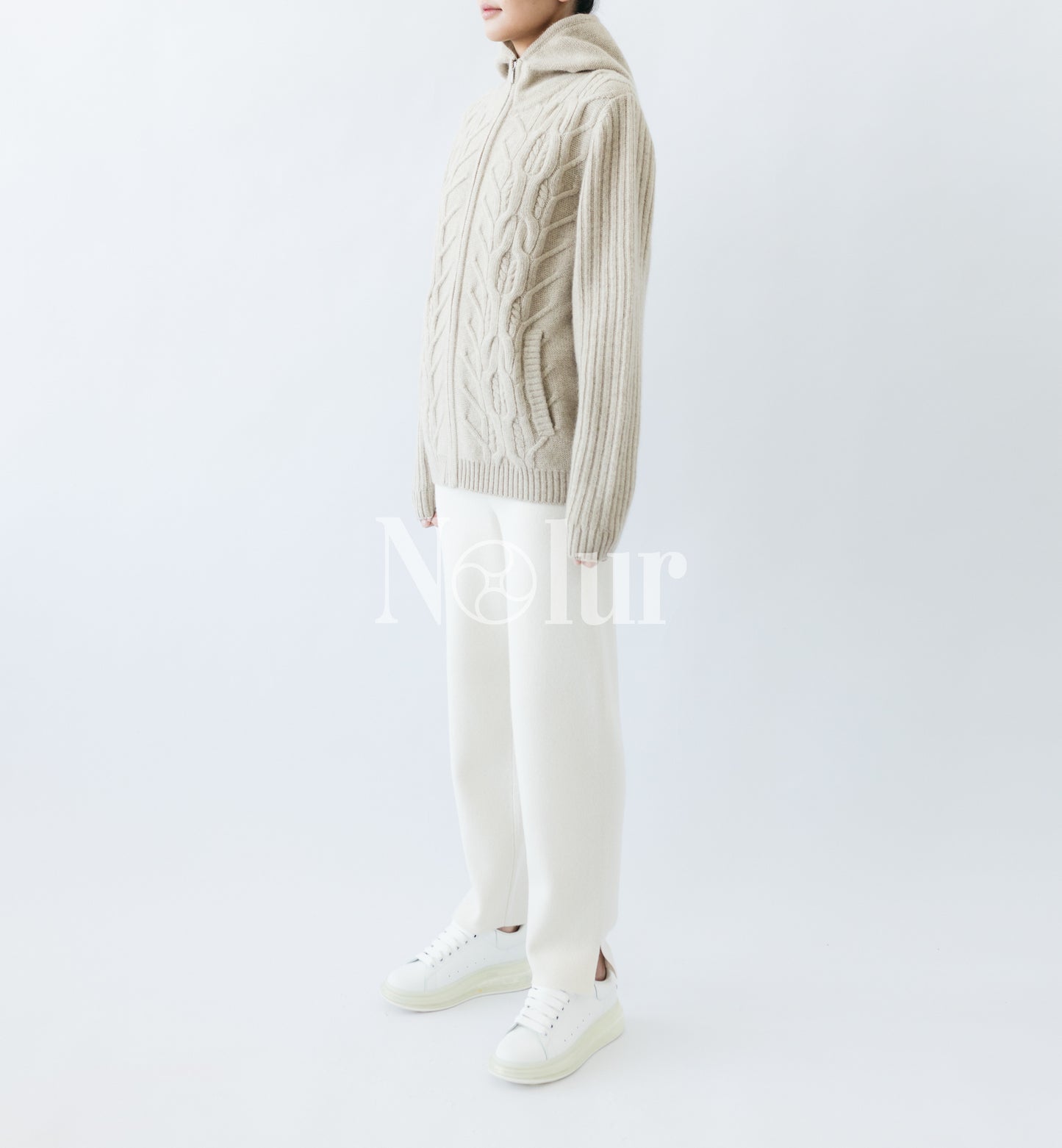 Pure Cashmere Cable Hoodie