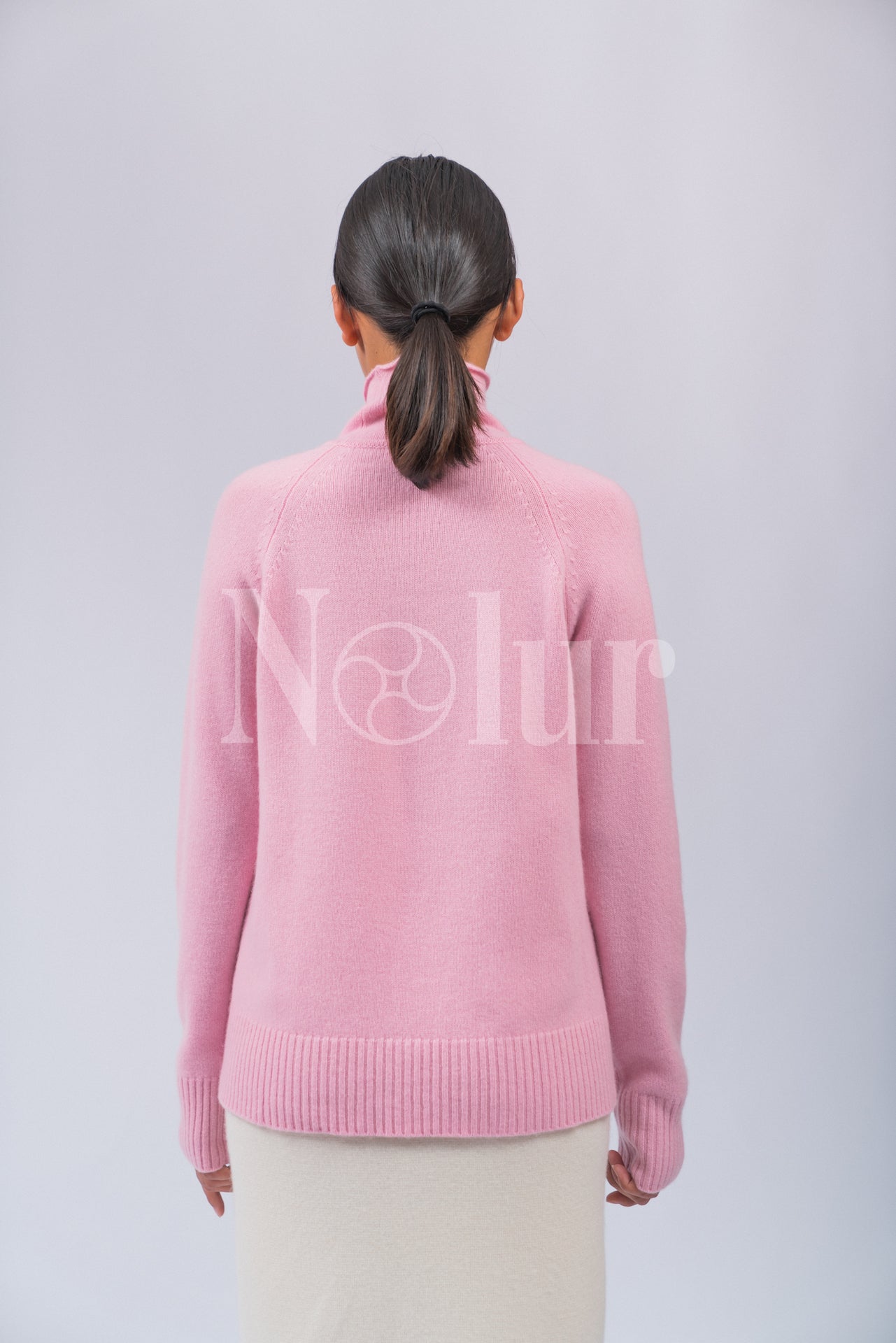 Pure Cashmere High-neck Plain Knit Sweater